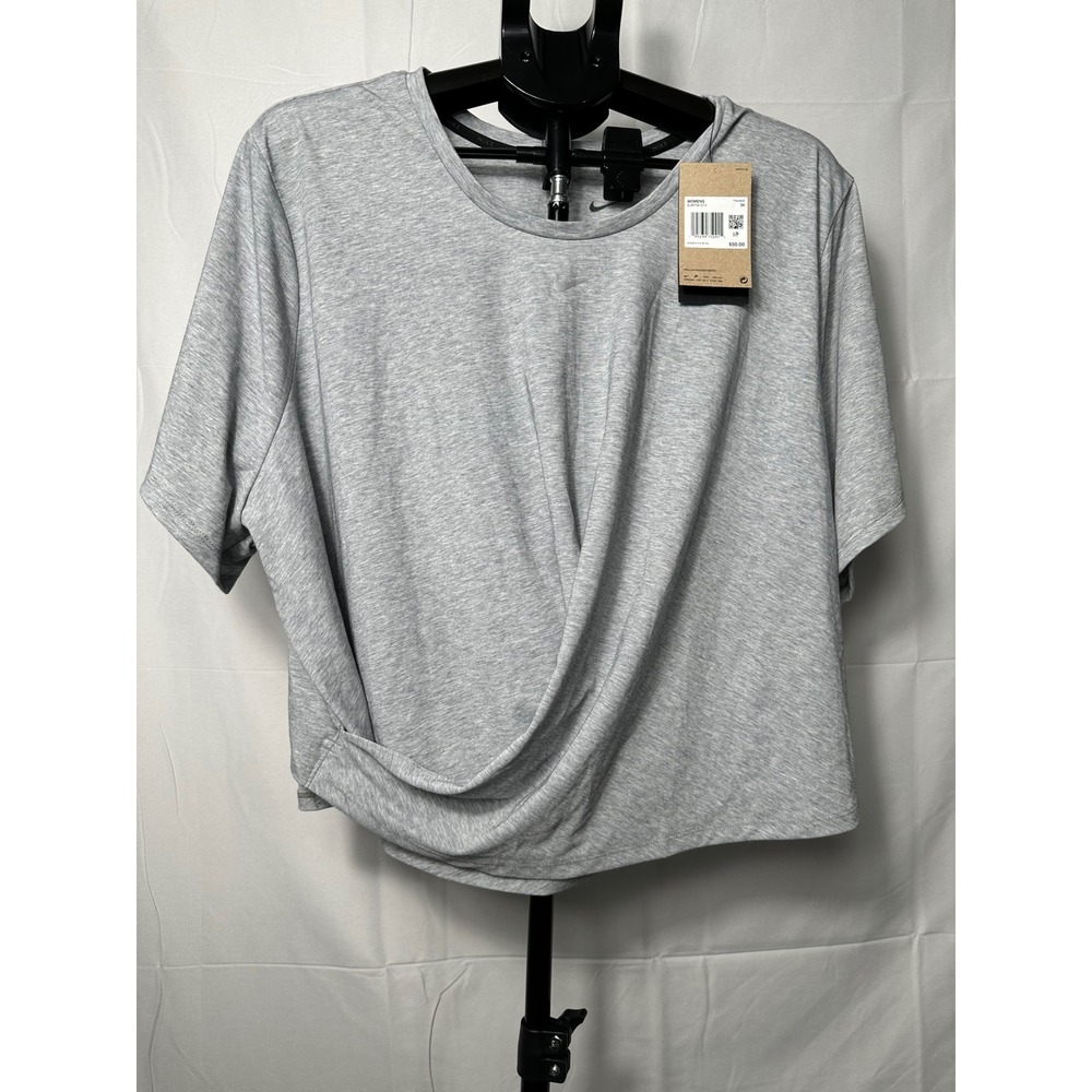 Nike Dri-FIT Womens 3X Grey Twist Front Training Top DJ6756-073 NWT